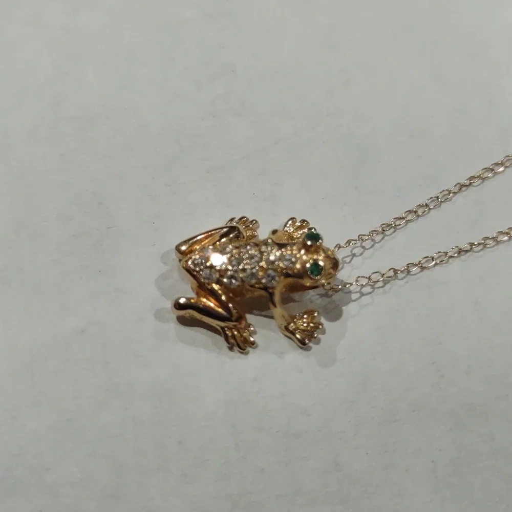 Diamond Frog Pendant Necklace, 14kt Yellow Gold - Picture 6 of 6